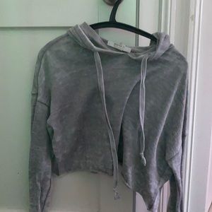 cropper grey hoodie
